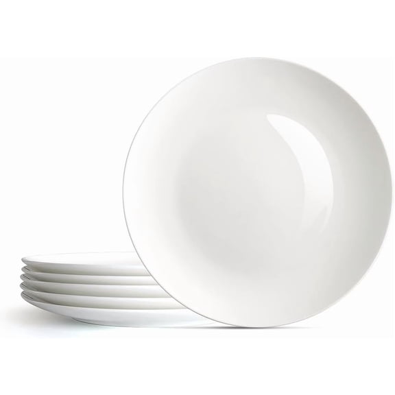 Ceramic Dinner Plates Set Of 6, 10.5 Inch White Plates