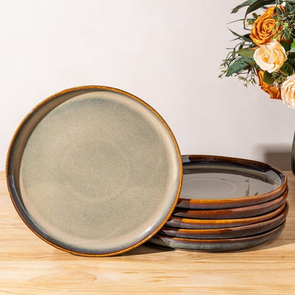 Ceramic Dinner Plates Set of 6, 10.5 Inch Dinnerware Plates