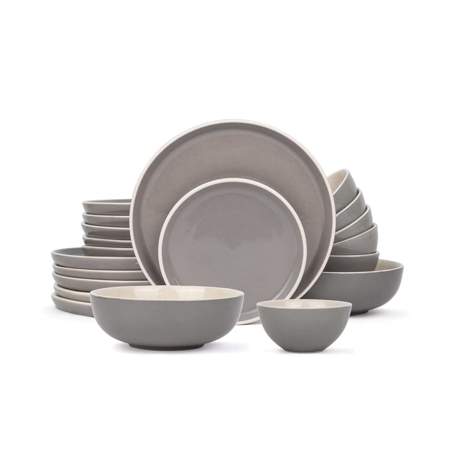 Ceramic Dinner Set Of 20 Pcs, Grey | Crockery Set For Dining Table ...