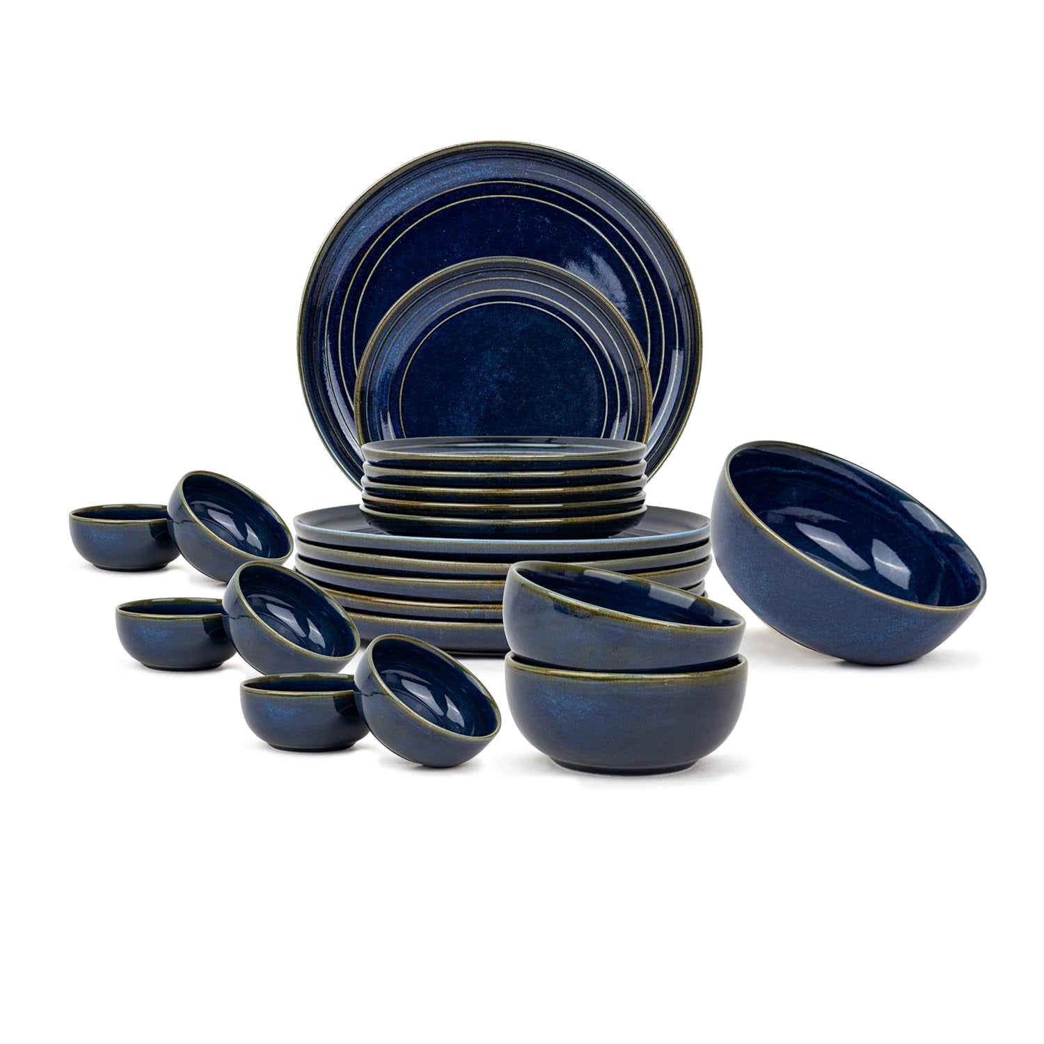Ceramic Dinner Set Of 21 Pcs, Blue Green | Crockery Set, Dining Sets ...