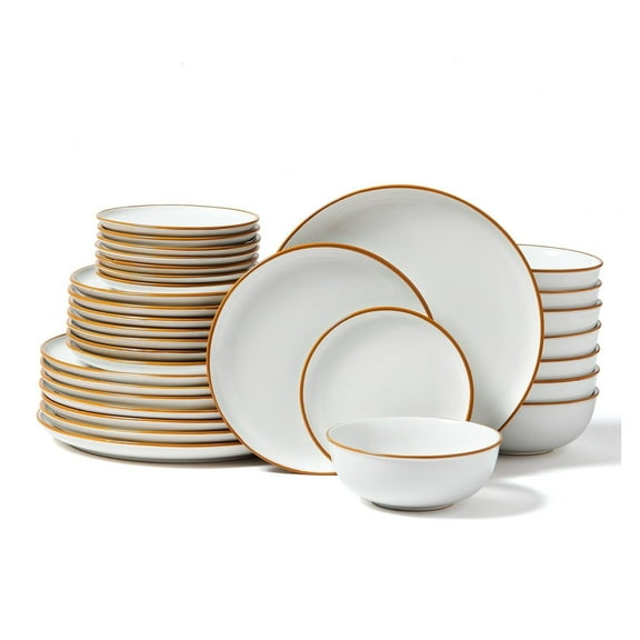 Ceramic Dinnerware Set 32 Piece - Service for 8, White Plates and Bowls - Includes Dinner, Salad, Dessert & Bowls - Microwave & Dishwasher Safe