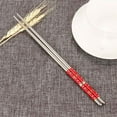 thumbnail image 1 of Ceramic Dinnerware Sets 1Pair Length White Flower Pattern Stainless Steel Chopsticks Pair New, 1 of 3