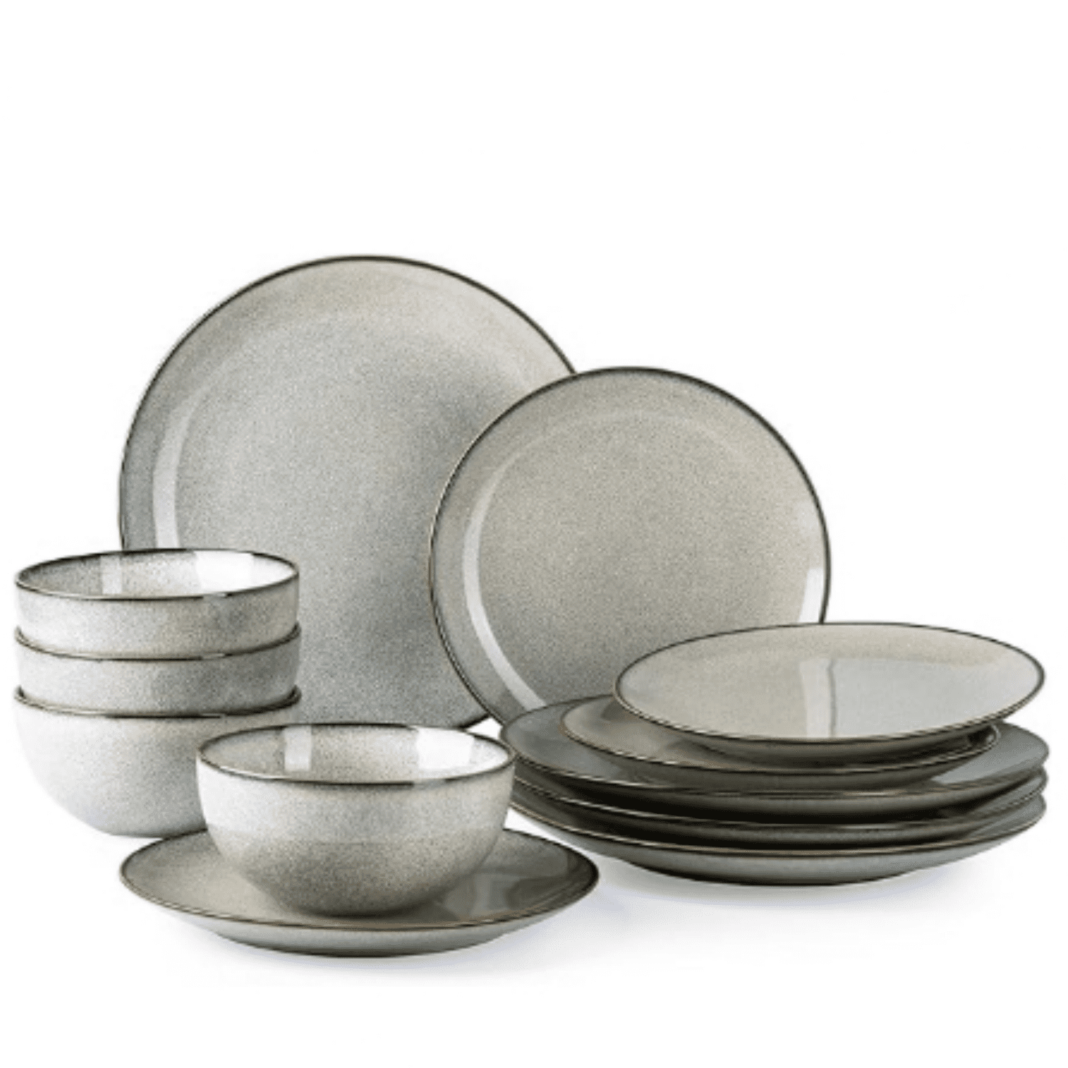 GBHOME 36-Piece Ceramic Dinnerware Set For 12 - Reactive Glaze Plates & Bowls, Dishwasher Safe