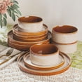 thumbnail image 1 of Ceramic Dinnerware Sets for 4,Round Reactive Glaze Ceramic Plates and Bowls Set,Highly Chip and Crack Resistant | Dishwasher & Microwave  Dishes Set,Service for 4 (12pc)-Kahki, 1 of 6