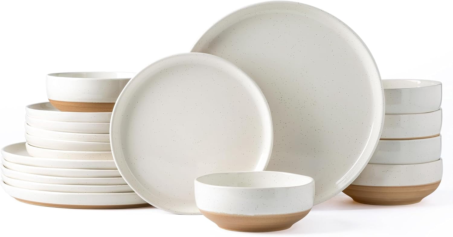 Ceramic Dinnerware Sets for 6, 18 Pieces Hand-Painted Plates and Bowls ...