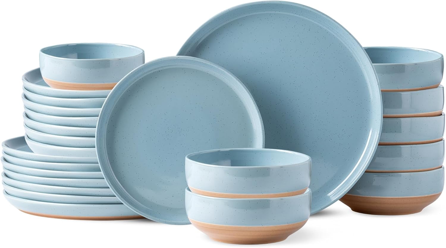 Ceramic Dinnerware Sets for 8, 24 Pieces Handpainted Plates and Bowls ...