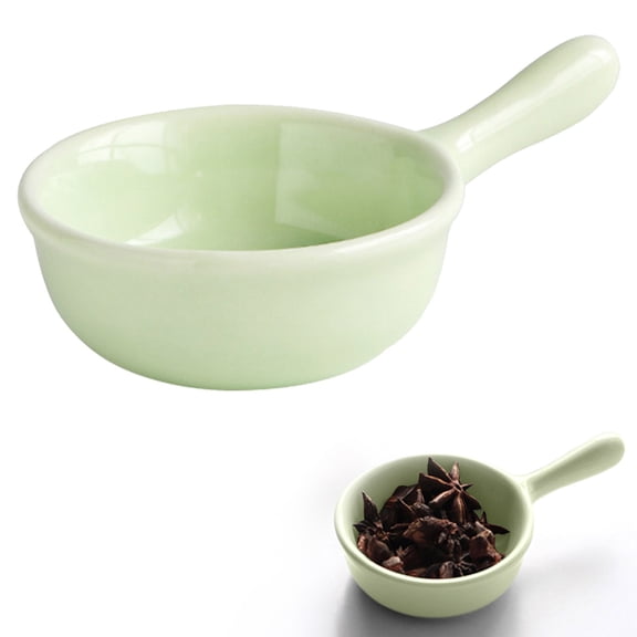 Ceramic Dipping Bowl with Ergonomic Handle Small Seasoning Dish for Ketchup Soy Sauce Appetizers and Individual Serving Plate for Home and Restaurant,1PC,Mint Green
