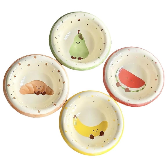 Ceramic Dipping Bowls, Cute Mini Sauce Dishes, Dessert Bowl with Colored Rims, Small Snack Bowls for Ice Cream, Fruit, Dips, Condiments, Kids Snacks, Kitchen Decor
