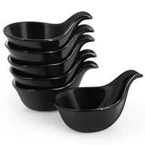 Ceramic Dipping Bowls, Small Bowls for Dipping with Handle, Condiment Cups Soy Sauce Dish, Porcelain Ramekins, Sauce Holders, Containers for Small Side Dishes Dips - 3 oz, Set of 6, Black