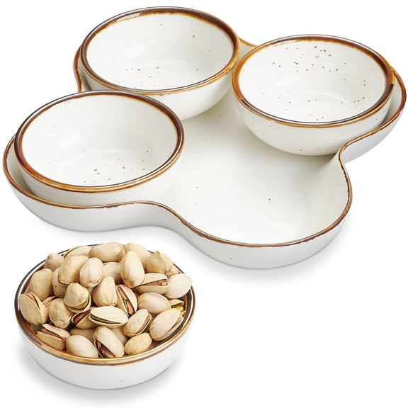 Ceramic Divided Chip & Dip Serving Set with 4 Removable Dishes