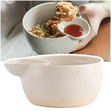 Ceramic Divided Serving Bowl Set with Dip Compartment - Portion Control Dish for Chips, Dumplings & Veggies | Microwave Safe Party Appetizer Set