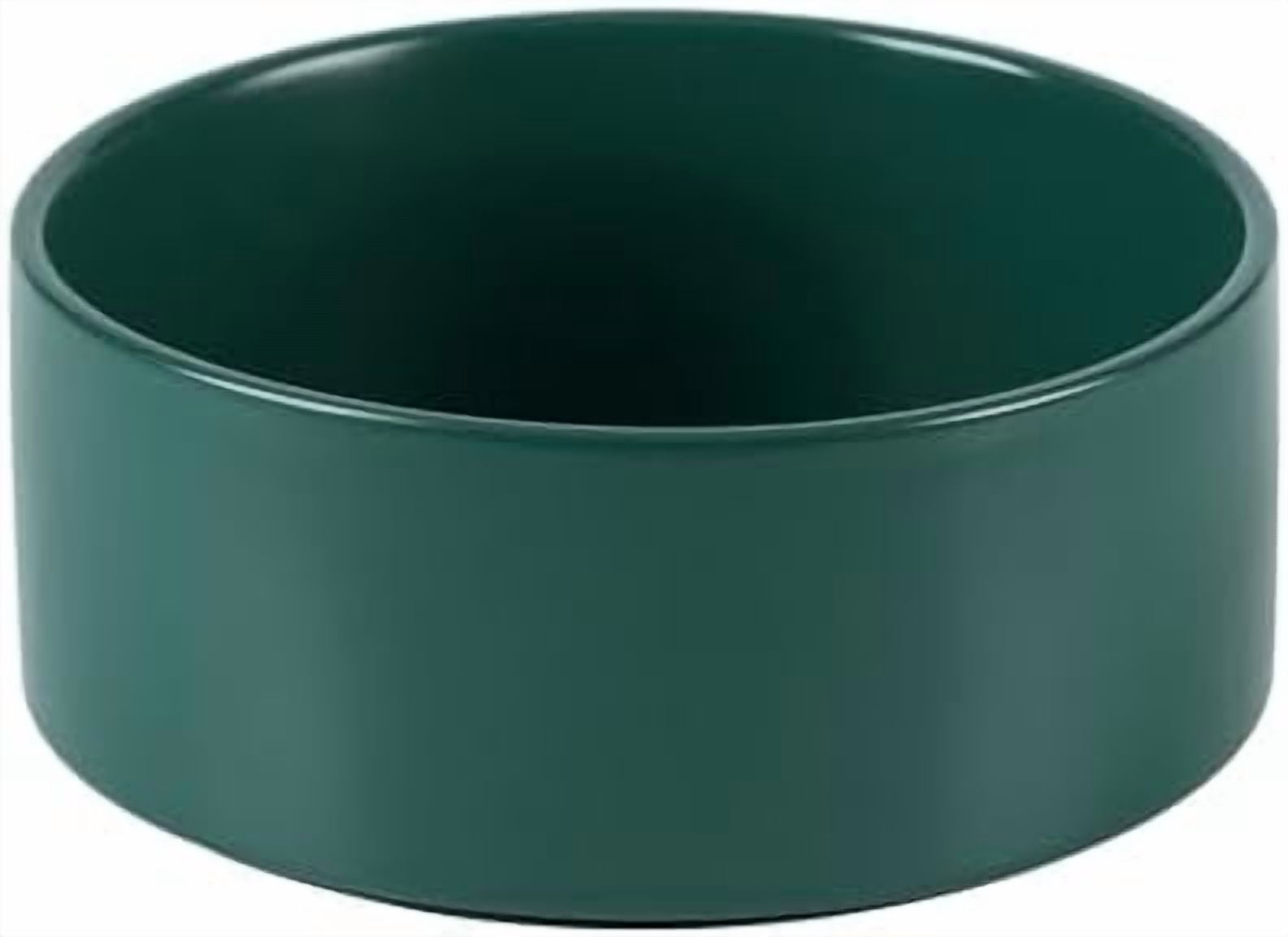 Ceramic Dog Bowl, Food and Water Bowl for Medium Breed Dog, Pet Bowl for Replacement (7.3 inch, Single Bowl, Green)