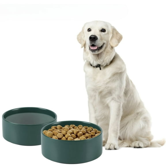 Ceramic Dog Bowl for Large Breeds 60oz - 8.2 Wide, Non-Slip Food and Water Bowl, Heavyweight, Dishwasher Safe, Green- Vallary