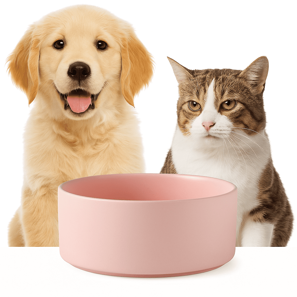 Ceramic Dog and Cat Bowl – Pink, 30oz/900ml Non-Slip Food and Water Dish – Durable, Easy to Clean, Dishwasher Safe Feeding Bowl for Small & Medium Pets