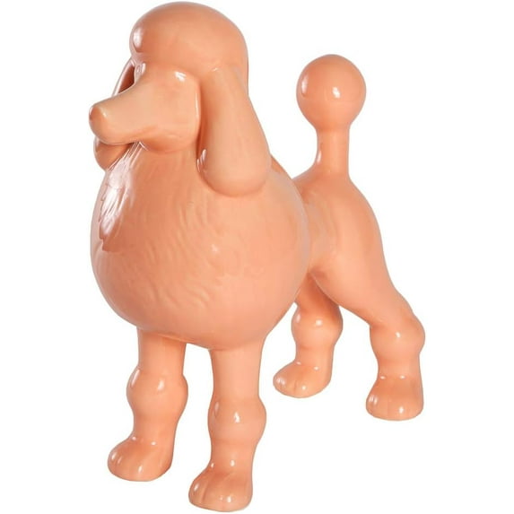 Ceramic Dog Statue - Shiny Orange Standing Poodle Dog Statue - Decorative Dog Sculpture for Garden or Home Décor - Poodle Dog Outdoor Statue - (9” x 3.5” x 9.25”)