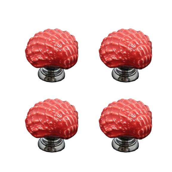 Ceramic Door Knobs Cupboard Pull Home Decor Stuffed Animal Hammock Ocean Red 4 Pcs