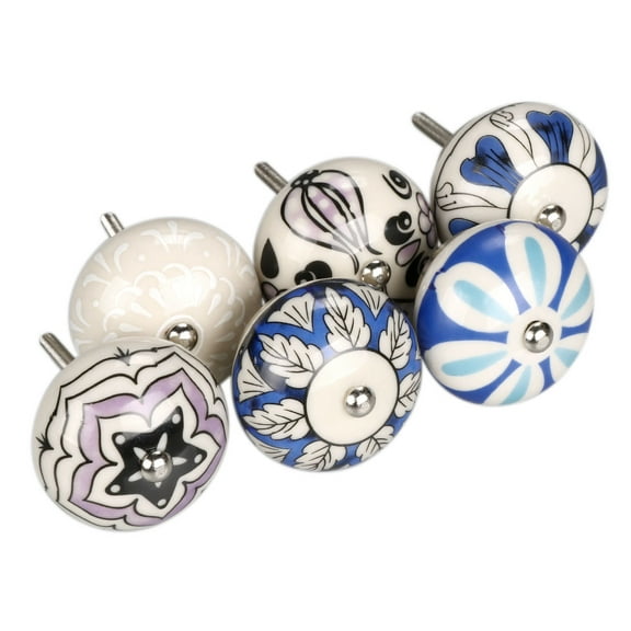 Vintage Shabby Chic Hand Painted Ceramic Pumpkin Cabinet Knobs Drawer Kitchen Dresser Pulls Handles Mixed Color#2,6 Pack