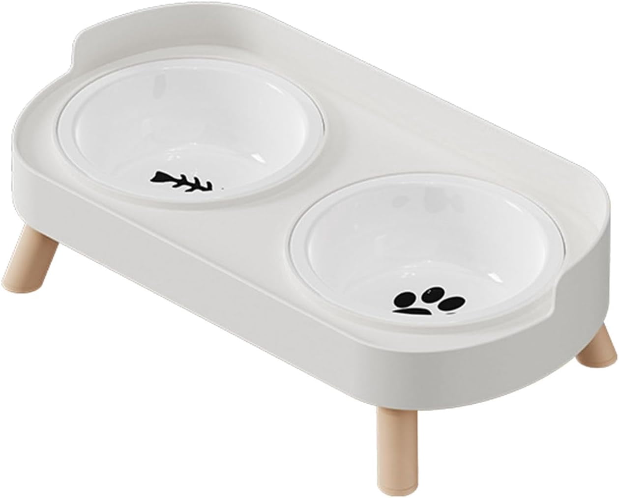 Ceramic Double Bowl Dog Cat Feeder, Food and Water, Dishwasher Safe