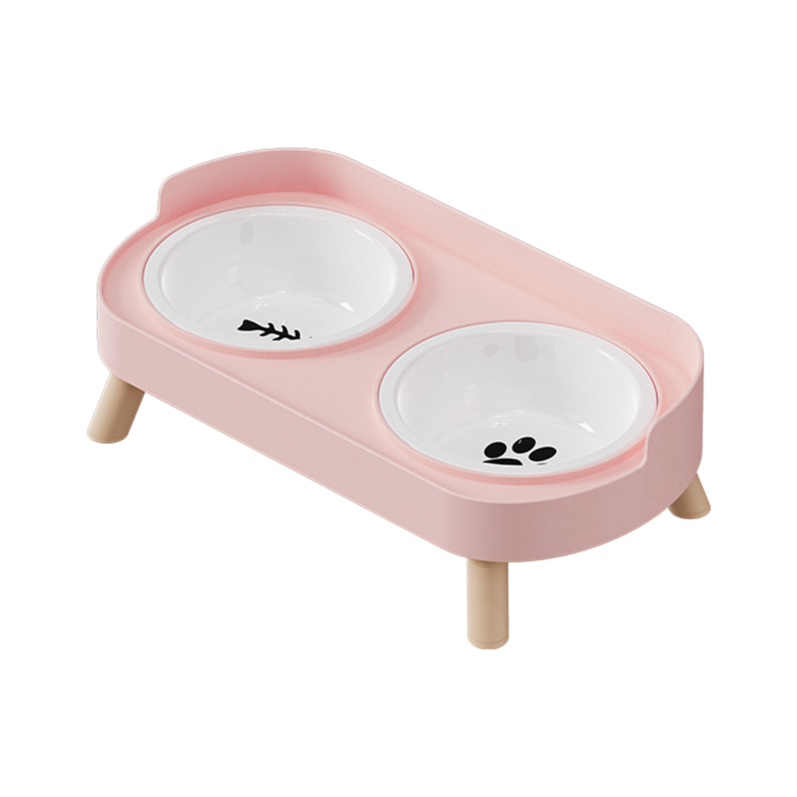 Ceramic Double Bowl Feeder For Pet Heat Resistant Cats Dog Elevated Dish NonSlip Stand And Water Bowls For Home Use