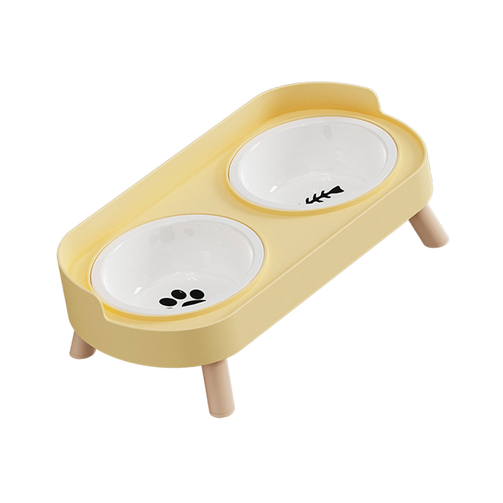 Ceramic Double Bowl Pet Feeders with Easy to Clean Elevated Design Dog Cats Dishes Feeding Dishwear For Dog Cats