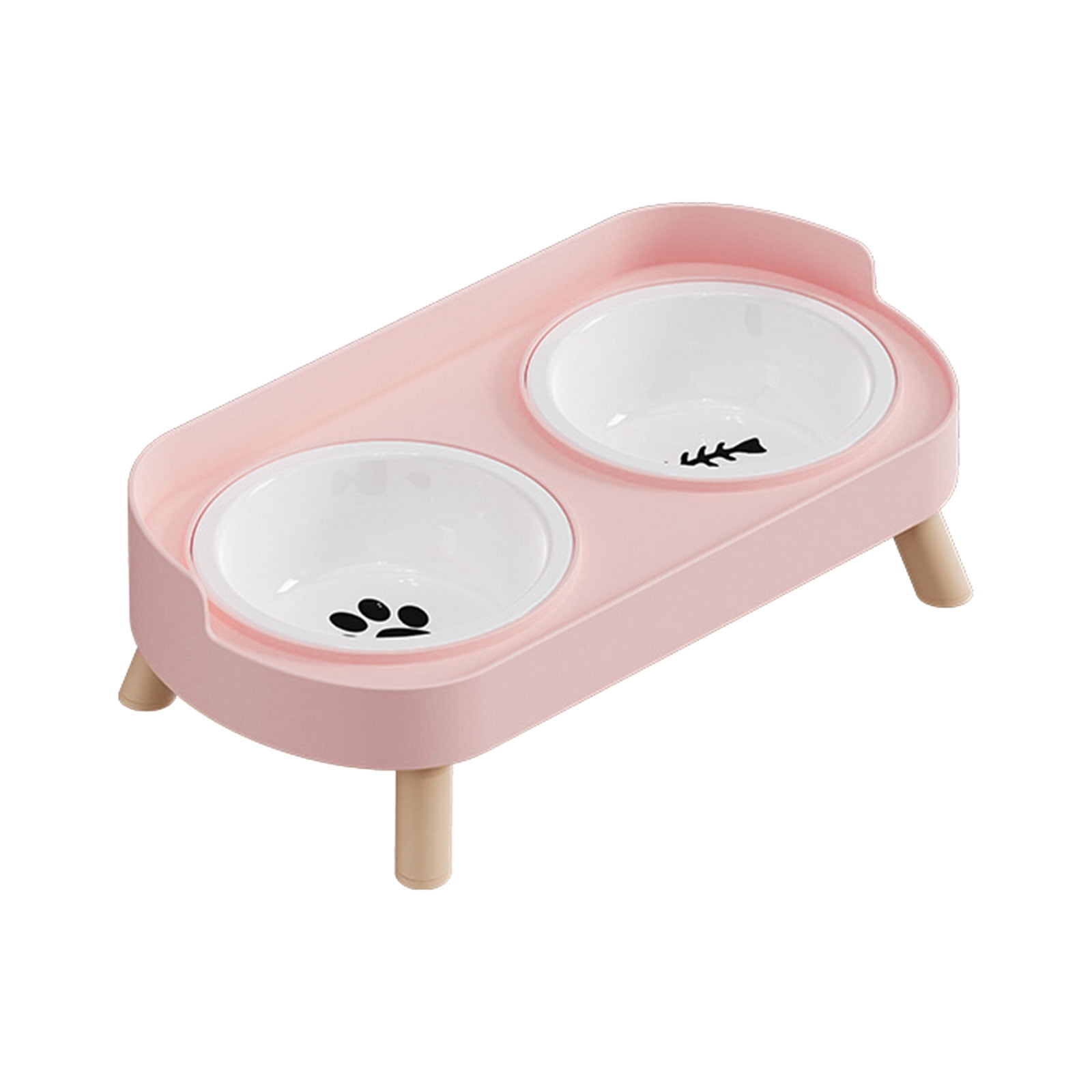 Ceramic Double Bowl Pet Feeders with Easy to Clean Elevated Design Dog Cats Dishes Feeding Dishwear For Dog Cats