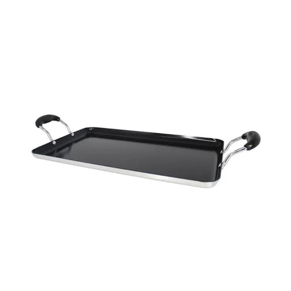 Ceramic Double Burner Griddle Black: Stovetop Griddle, Aluminum, Hand Wash, Electric & Gas Compatible