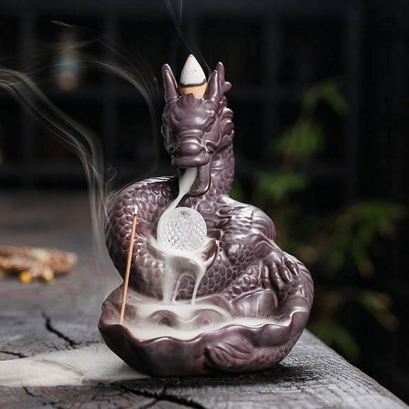 Ceramic Dragon Backflow Incense Burner Creative LED Light Chinese Loong Waterfall Smoke Incense Stick Holder Home Decor Accessories