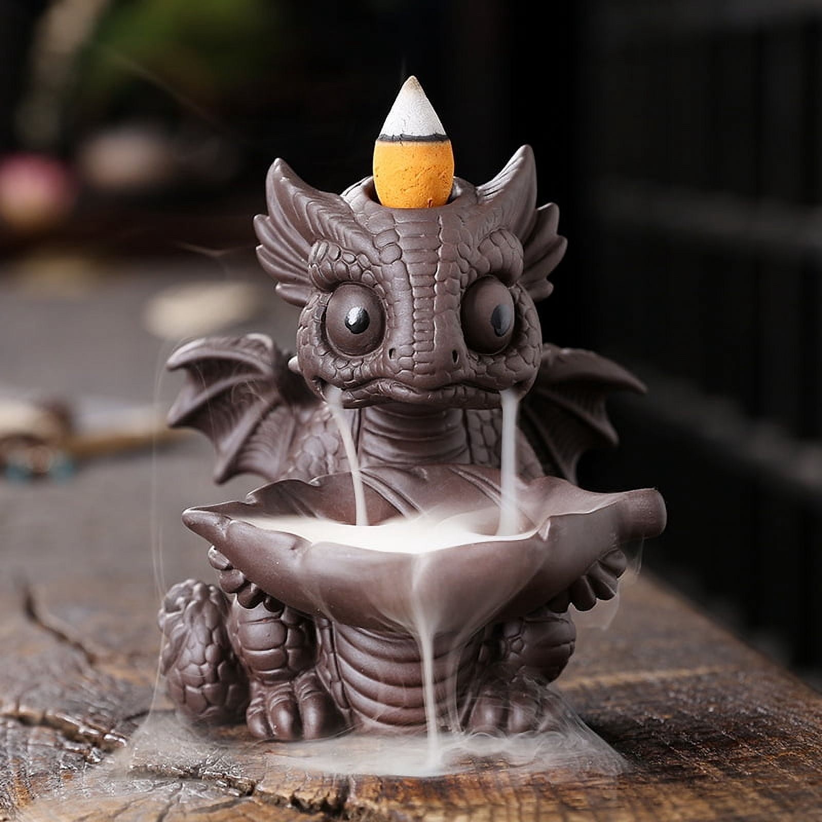 Ceramic Dragon Incense Burner, Cute Dinosaur Backflow Incense Holder, Aromatherapy Home Decor, Suitable for Spa Yoga Meditation