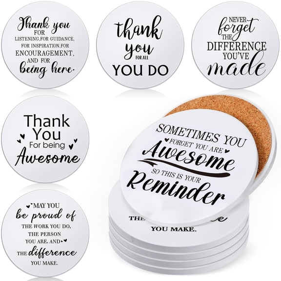 Ceramic Drink Coasters Elegant Style 24 Count Thank You Appreciation Gift Set