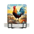 thumbnail image 1 of Ceramic Drinking Coasters With Holder,Majestic rooster at Sunrise farm abstract oil painting Water Absorbent Marble Tabletop Protection (Cork Base),Set of 4,Suitable for Various Mug,Home Decor，4 Inch, 1 of 4