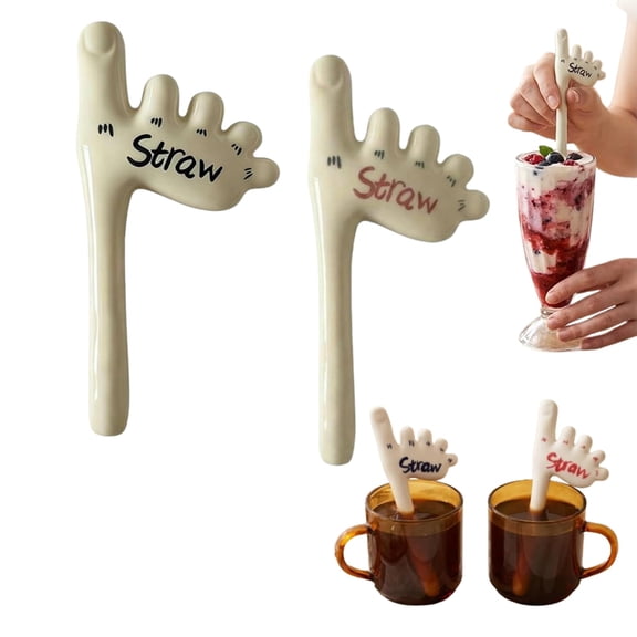 Ceramic Drinking Straw Reusable Toe Shaped Straw, Novelty Party Straw in Mixed Colors