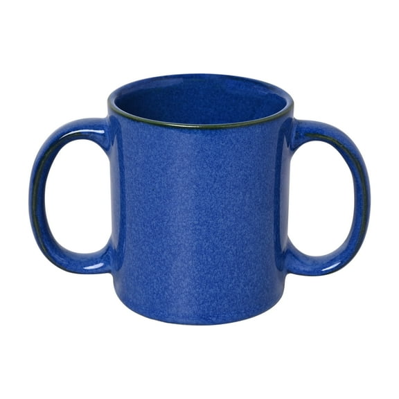 Ceramic Dual Handle Mug for Secure Hold, 11.83 US Fl. Oz. (350 Ml) - Elegant Blue