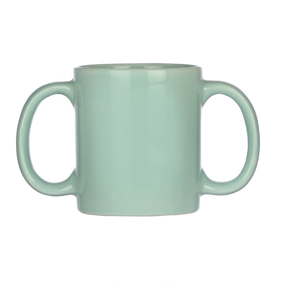 Ceramic Dual Handle Mug for Secure Hold, BPA-Free, 11.83 US Fl. Oz. (350 Ml) - Mint Green Color