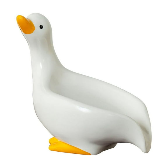 Ceramic Duck Soap Dish for Bathroom Counter or Shower Storage Holder - White