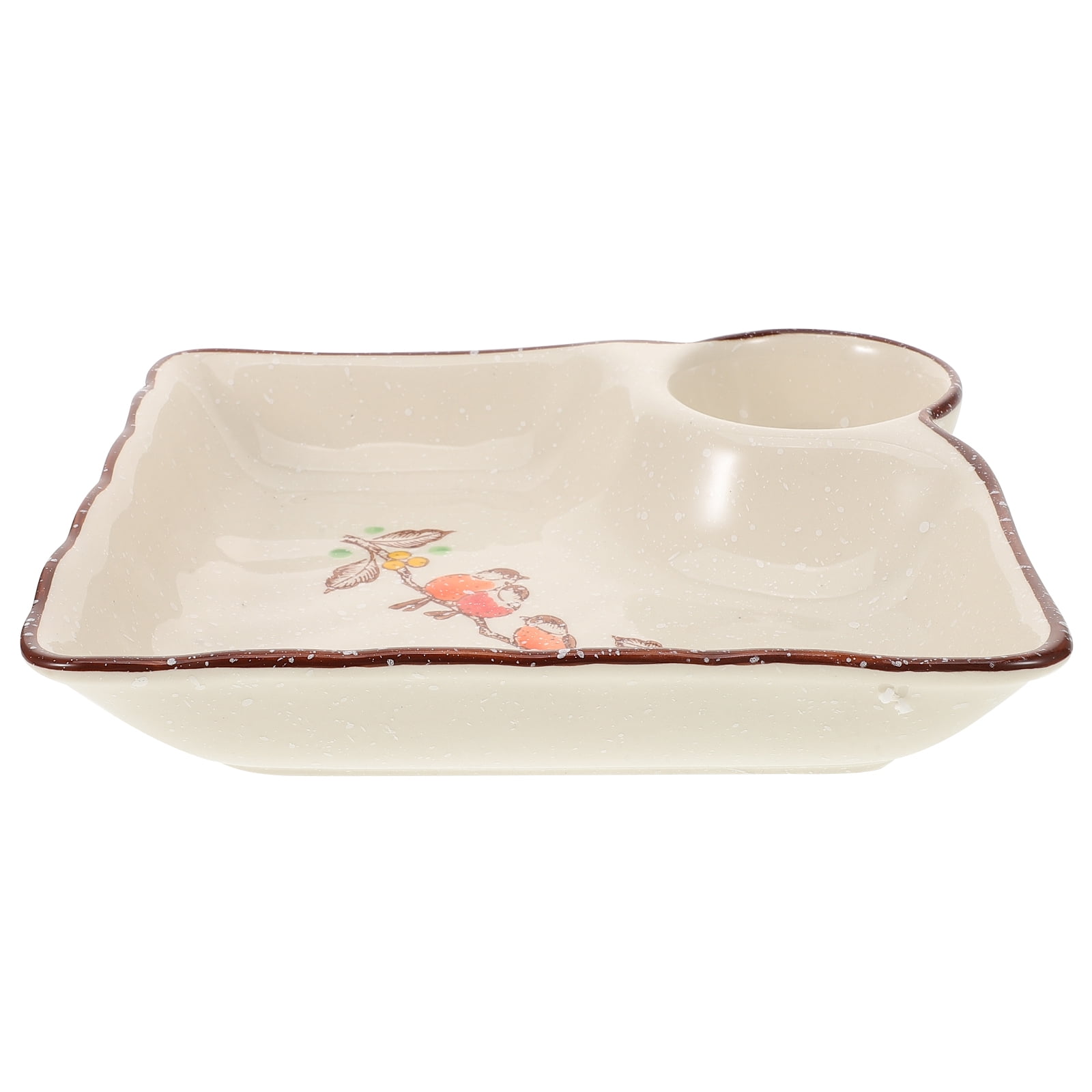 Ceramic Dumpling Plate Dinner Plates Plate With Sauce Compartment Chip