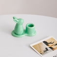 thumbnail image 1 of Ceramic Easter Bunny Candle Holder, 3.5'' Cute Rabbit Taper Candle Holders, Spring Easter Decorations for Home, Table Centerpieces Easter Rabbit Figurines Holders for Candle Sticks, Mint Green, 1 of 7