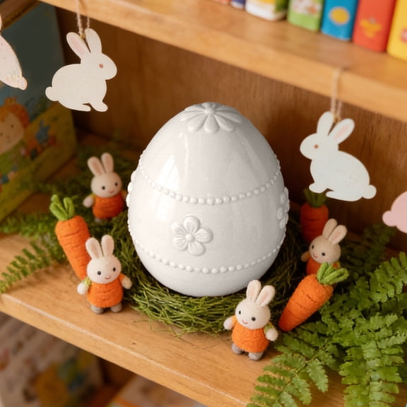 Ceramic Easter Egg Statue, Ceramic Easter Eggs Handmade Ceramic Ornamentation for Charm Springtimes Decorations Unique Gift Collectible for Family Spring Table Decoration