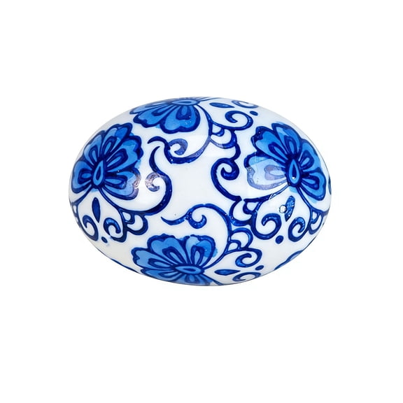 Ceramic Easter Eggs Decorations Chinoiserie Blue and White Floral Eggs Figurines Porcelain Egg Decorative for Easter Basket Fillers Table Setting Spring Party Favors