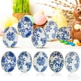 thumbnail image 1 of Ceramic Easter Eggs Decorations, Handcrafted Blue & White Ceramic Easter Eggs, Figurines Porcelain Egg Decorative for Easter Basket Fillers Table Setting Spring Party Favors,Decorative Spring Eggs, 1 of 6