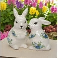 thumbnail image 1 of Ceramic Easter Rabbits with Blue Roses Pattern Salt and Pepper Shakers, Spring Decor, Easter Decor, Rabbit Lover Gift, 1 of 5