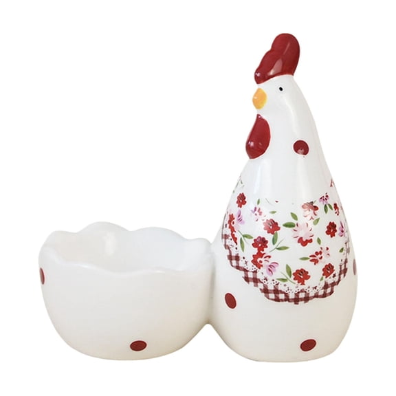 Ceramic Egg Cup for Soft or Hard Boiled Egg Holder Egg Holders for Breakfast Brunch, Kitchenware, Chicken Print Egg Cup for Spring Home Party Tableware Decor