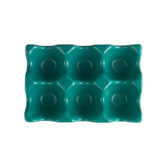 Ceramic Egg Holder Tray, Kingtowag 6-Cell Ceramic Egg Holder - Protects Eggs From Breaking, Perfect for Fridge or Counter - #C