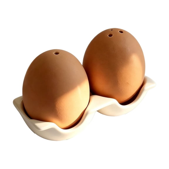Ceramic Egg Shaped Salt and Pepper Shaker Set,Cute Breakfast Table Seasoning Container, Farmhouse Kitchen Decor Condiment Shakers