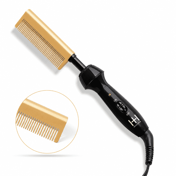 Ceramic Electrical Pressing Comb,Black & Gold
