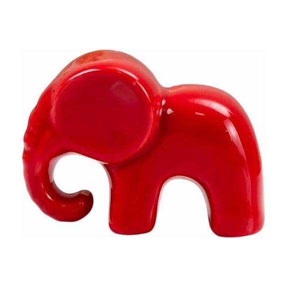 Ceramic Elephant Figurine, Red Mini Elephant Statue for Office Desk Bedroom Tabletop Home Decor