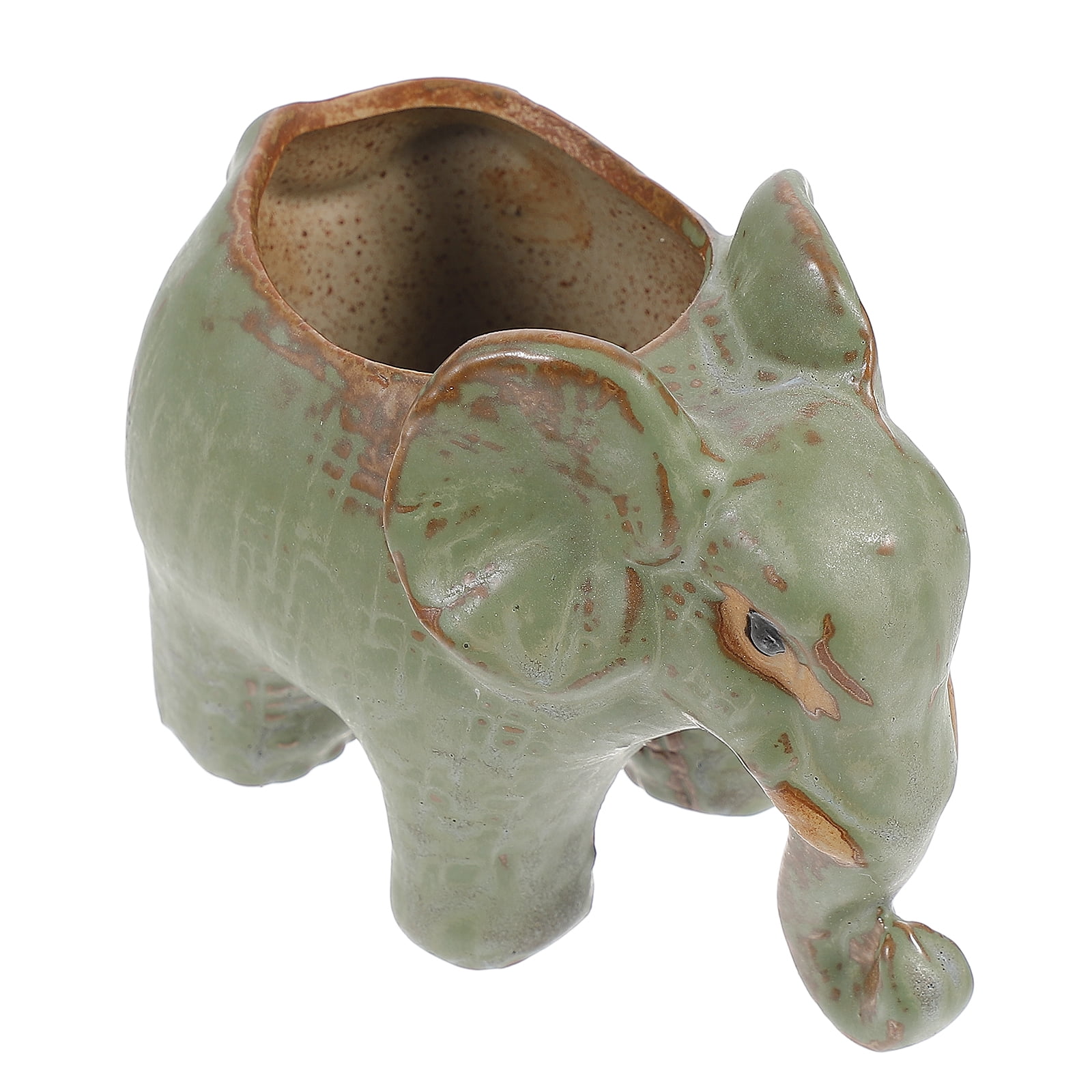 Ceramic Elephant Flower Pot Desktop Decor Miniature Figurine Succulent