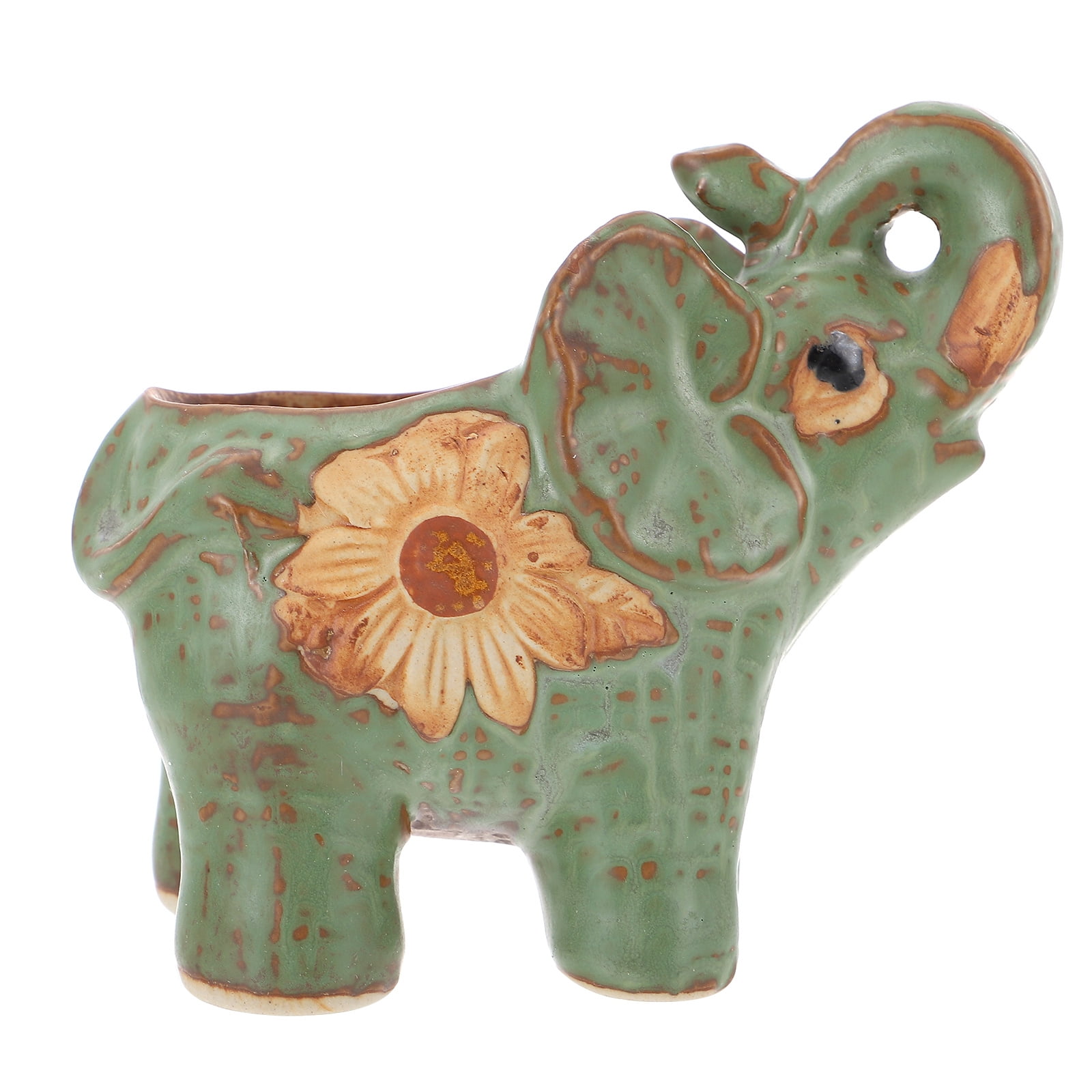 Ceramic Elephant Flower Pot Miniature Figurine Vase Decorate Miss