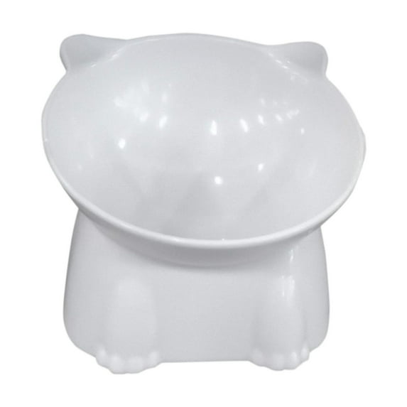 Ceramic Elevated Cat Bowls, 5 oz Extra Wide Raised Cat Bowls for Food Water, Shallow Cat Food Dish Whisker Friendly, Anti Vomit Cat Bowl Microwave and Dishwasher Safe (White)