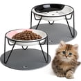 thumbnail image 1 of Ceramic Elevated Cat Food Bowls, with Non-Slip Mat,Raised Cat Bowls for Indoor Cats, Ceramic Cat Food Bowls with Stand,Cat Bowl Whisker Friendly(Black+Pink), 1 of 7