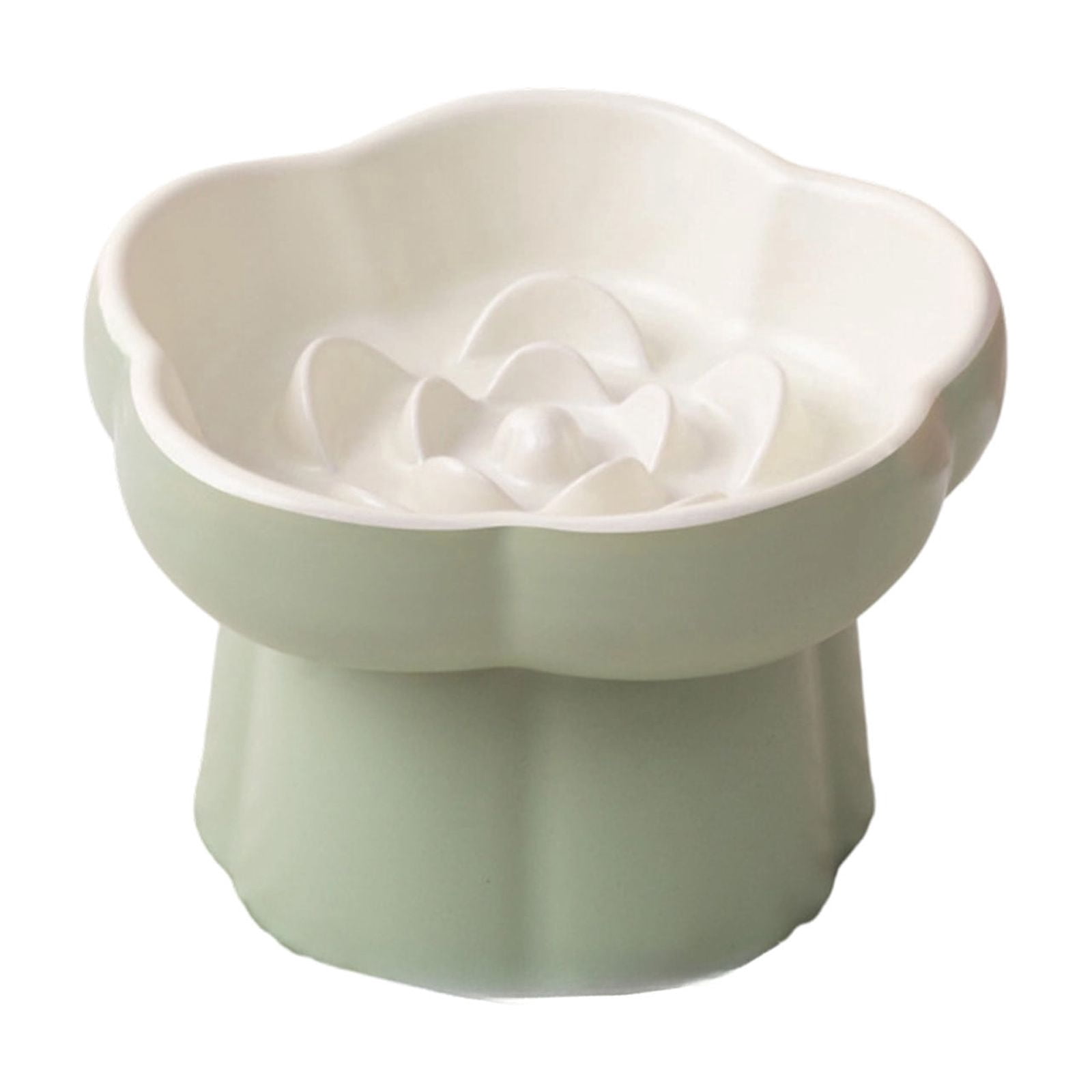 Ceramic Elevated Slow Feeder Cat Bowl, Cat Slow Feeder, Raised and Gently Tilted Feeding Dish with Maze Design, Whisker-Friendly, Easy to Clean, for Indoor Cats and Small Dogs